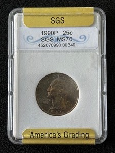 lot 111 image: 1990 Washington Quarter SGS MS70 Toned