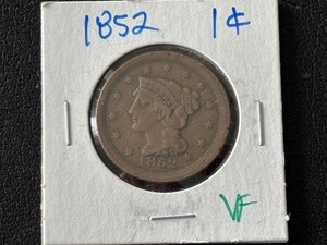 lot 80 image: 1852 Braided Hair Cent