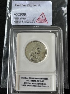 lot 100 image: 2014 Silver Native American Dollar