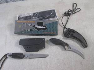 lot 169 image: (EC1) 3 Fixed Blade Knives with She...