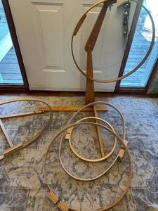 lot 8S image: Artisan Design Gazelle Needlework Adjustable Wooden Quilting Floor Stand Hoops and Arm