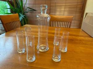lot 27S image: Mikasa BLOCK Crystal Ice Vodka Decanter Set with 6 Glasses