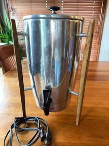 lot 39S image: Vintage MCM Atomic Style Chrome and Teak Regal 12-Cup Coffee Percolator