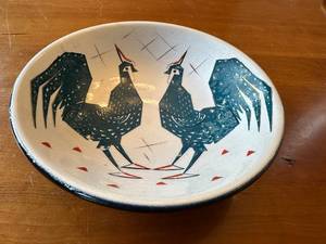 lot 62S image: Vintage Ceramic Decorative Bowl with Rooster Design