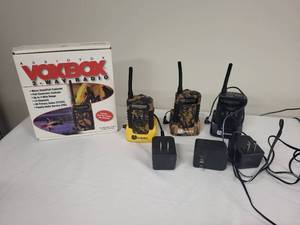 lot 2G image: Set of 3 Audiovox FR-214 Two-Way Radios with Chargers and Accessories