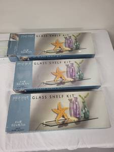 lot 15G image: Set of 3 Glass Shelf Kits 6 x 18 White