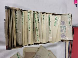 lot 70G image: Collection of Vintage International Postage Stamps in Antique Box