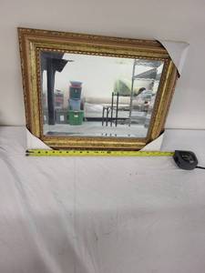 lot 75G image: Framed Gold Mirror with Ornate Border Design