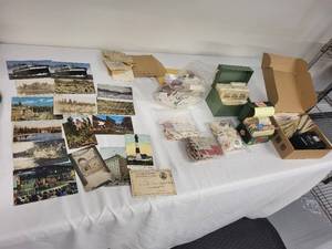 lot 81G image: Large Collection of Vintage Postcards, Stamps, and Ephemera