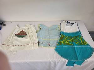 lot 99G image: Collection of 3 Vintage Childrens Aprons with Embroidery