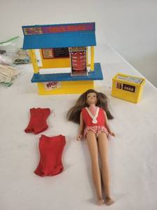 lot 105G image: Vintage Barbie Doll with Snack Stand and Accessories