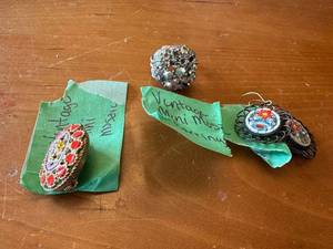 lot 149G image: Vintage Collection of Mini Mosaic Earrings and Crystal Brooch