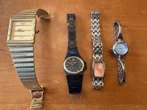 lot 155G image: Set of 4 Vintage Quartz Watches Including Benrus and Daniel Mink