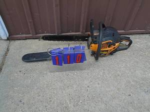 lot 110 image: Pulan Pro 16 chainsaw. Used condition. Tested & works. As shown.