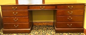 Vintage Wooden Credenza with Brass Handles