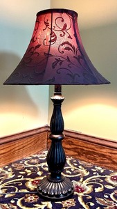 lot 26 image: Elegant Table Lamp with Decorative Floral Shade