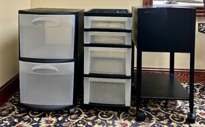 lot 53 image: 3-Piece Rolling Storage Drawer and File Cabinet Set