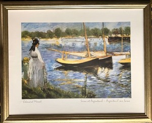 lot 62 image: Framed Edouard Manet Print Seine at Argenteuil - Argenteuil en Seine