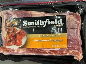 lot 9 image: Smithfield Bacon - Thick Cut, Naturally Hickory Smoked, 40 oz Package