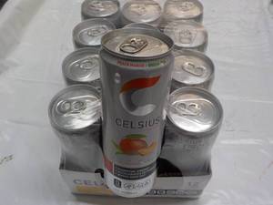lot 86 image: 12 pack Celsius 12 oz Peach Mango G...