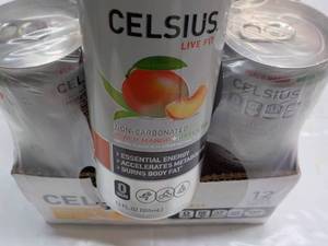 lot 87 image: 12 pack Celsius 12 oz Peach Mango G...