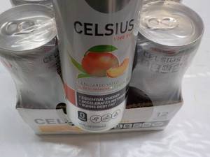 lot 91 image: 12 pack Celsius 12 oz Peach Mango G...