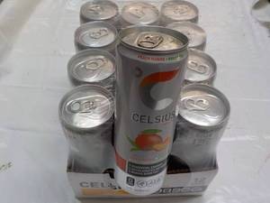 lot 93 image: 12 pack Celsius 12 oz Peach Mango G...