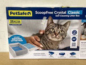 lot 619 image: PetSafe ScoopFree Crystal Classic Self-Cleaning Cat Litter Box, Unbeatable Odor Control, Gray