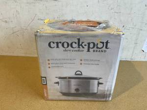 lot 238 image: Crock-Pot 7 Quart Oval Manual Slow Cooker, Stainless Steel