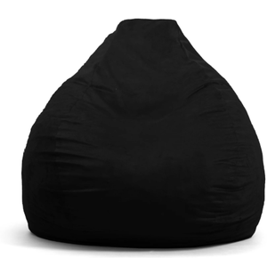 lot 622 image: Big Joe Lotus Foam Filled Teardrop Bean Bag Chair with Removable Cover, Black Plush, Soft Polyester