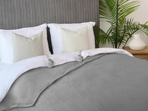 lot 623 image: Sunbeam King Blanket Grey Fleece, 12 Heat Settings, 12-Hour Auto Shut-Off, Electric Heated Blanket with Controller, 90 x 100