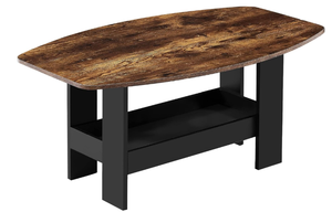 lot 627 image: VECELO Coffee Table for Living Room with Storage Compartment Shelf, Rustic Brown