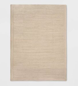lot 662 image: Natural Woven Rectangular Braided Outdoor Rug Heathered Cream - Threshold 5 x 7