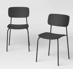 lot 670 image: 2pk Molded Plastic with Metal Base Dining Chair Black - Room Essentials