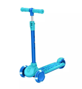 lot 684 image: Kids Trike Scooter LED Lights Folding BlueGreen Grow Kick 3-Wheel