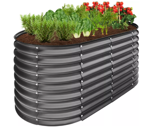 lot 694 image: Best Choice Products 4x2x2 Oval Metal Garden Bed