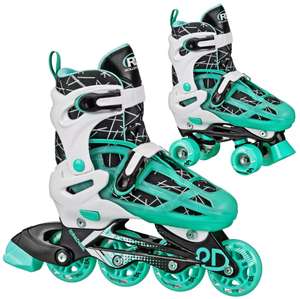 lot 108 image: Roller Derby Mint Prodigy Kids Adjustable Inline-Quad Combo Skates Size 3-6