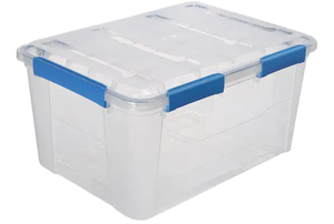 lot 114 image: 2PCS Ezy Storage 75L79.3Qt Waterproof Clear Latch Tote