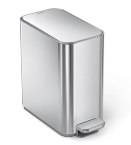 lot 119 image: Simplehuman 5L Slim Stainless Steel Step Trash Can