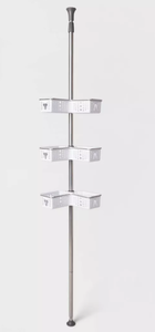 lot 127 image: Steel Corner L Shaped Tension Pole Caddy Chrome - Room Essentials
