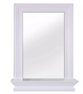 lot 129 image: Stratford Wall Mirror with Shelf - Elegant Home Fashions Square, Wood Composite Frame