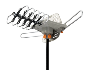 lot 226 image: Onn. Motorized Outdoor TV Antenna with 85-Mile Range and Pole Mounting Kit