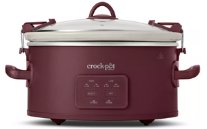 lot 236 image: Crock-Pot 6qt Cook & Carry Programmable Slow Cooker Ceramic Lambrusco Red 3 Settings, Dishwasher-Safe Parts, 210W