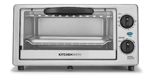 lot 247 image: KitchenSmith by Bella Toaster Oven - Stainless Steel Countertop Small Toaster, 4-Slice, Adjustable Browning, Auto Shut-Off