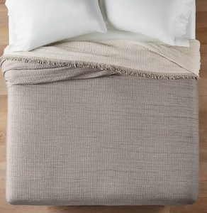 lot 405 image: Casaluna Reversible Textured Cotton Chambray Coverlet King