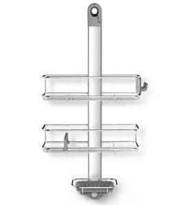 lot 444 image: Simplehuman Medium Adjustable Shower Caddy - Stainless SteelAnodized Aluminum