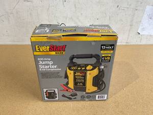 lot 265 image: EverStart 800 Peak Amp Jump Starter with 120 PSI Compressor, Pivoting LED Light, 3X USB Ports