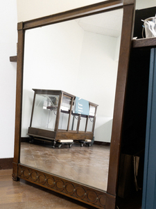 lot 11A image: Solid Dark Wood Decorative Mirror - Almost 4 feet tall