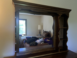 lot 11 image: Solid Wooden Decorative Mirror with Three Shelves for VanityDresser