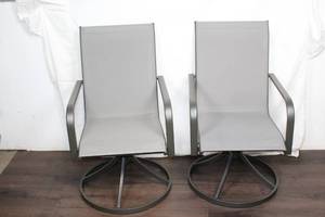 Pair of Gray Outdoor Patio Swivel Chairs